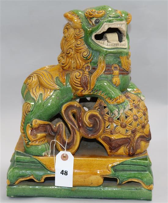 A Chinese tinglaze pottery lion-dog height 38cm